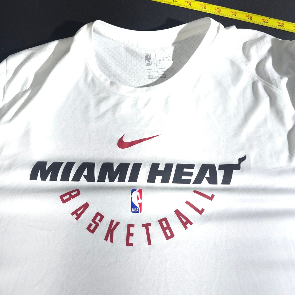 Nike Miami Heat NBA Mens XXLT White Dri-Fit Practice Shirt Basketball Tall Tee - Picture 5 of 10